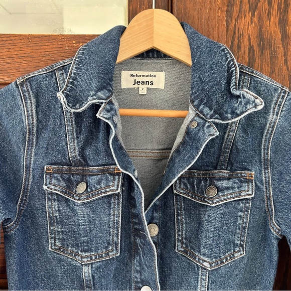 The Reformation Newman Denim Mini Dress - Picture 2 of 9